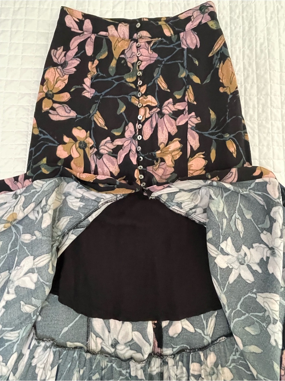 Free People Button Front Floral Maxi Skirt Romantic Boho Chic Cottagecore sz 0 - Picture 8 of 10